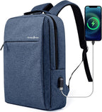 Laptop Backpack, Business Slim Durable 17 Inch Laptops Travel Backpacks with USB Charging Port, Backpacks Bookbag Computer Work Bag Gifts for Men Women Fits Notebook (Blue)