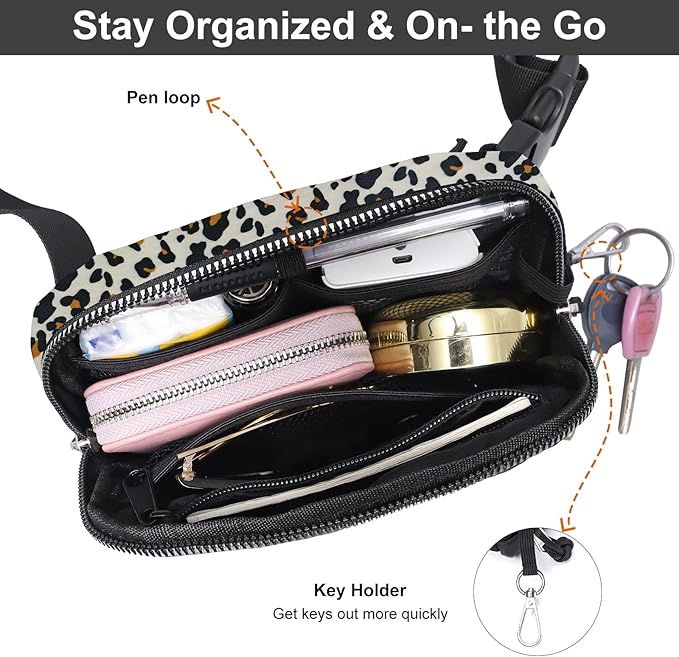 Mini Belt Bag for Women, RFID Small Fanny Pack, Womens Fashion Waist Packs with Extender Strap, Crossbody Bum Bags