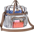 MAY TREE Clear Vinyl Tote Bag, 12 x 6 x 12 in, Brown, Suitable for Work, Travel, Sports, Office