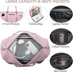 Women Weekender Travel Duffle Bag: Travel Duffel Overnight Bags with Shoe Compartment Large Carry on Tote with Toiletry Bag Weekend Traveling Yoga Gym Hospital Bag for Women with Wet Pocket 3 PCS Set
