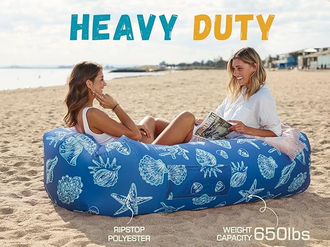 WEKAPO Inflatable Couch Air Lounger Chair - Camping & Beach Accessories, Portable Blow up Sofa for Hiking, Lawn, Indoor/Outdoor Movies & Music Festivals. Lightweight and Easy to Set Up Air Hammock