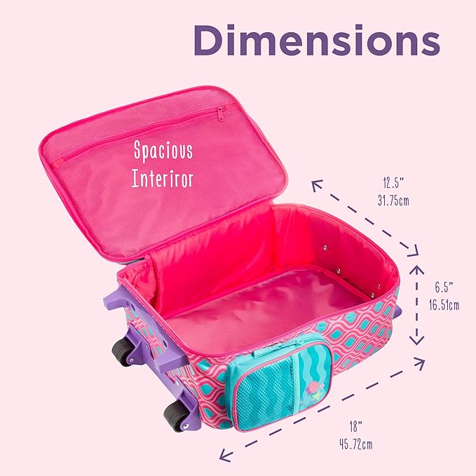 Stephen Joseph Kids Classic Rolling Luggage, Kids Luggage, Toddler Rolling Travel Carry On, Kids Suitcase with wheels,