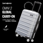Samsonite Omni 2 Global Carry-On Spinner Luggage - Compact Size For International Travel - Airline-Approved - Features Expandable Polycarbonate Shell, 360° Wheels, USB Power Hub - Nova Teal