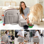 Dog Travel Bag for Supplies, Airline Approved Pet Travel Organizer with 2 Food Containers & Collapsible Bowls, Large Capacity Dogs Tote Bag for Weekend, Stylish Dog Mom Gift for Pet Lovers