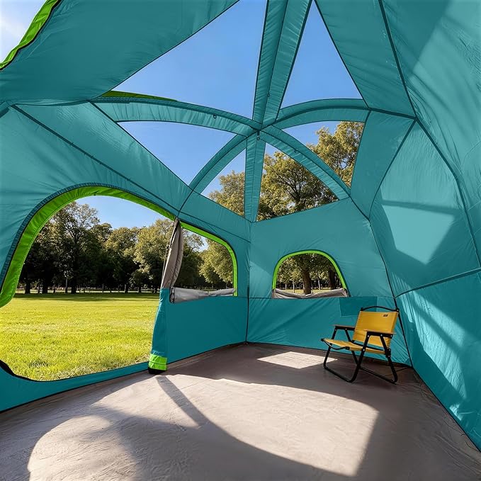 CAMPROS CP Upgraded 6/8 Person Camping Tents, Waterproof Windproof Family Tent with Larger Mesh Windows & Door, Double Layer, Easy Set Up, All-Season Dome Tent with Top Rainfly & Carry Bag