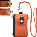CHENSPRX Minimalist RFID Blocking Small Wallet with ID Window,WaterResistant Zip Id Case Wallet with Lanyard Keychain for Cards,Cash,Travel,Women,Men
