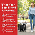 dbest products Pet Smart Cart, Medium, Black, Rolling Carrier with wheels soft sided collapsible Folding Travel Bag, Dog Cat Airline Approved Tote Luggage backpack