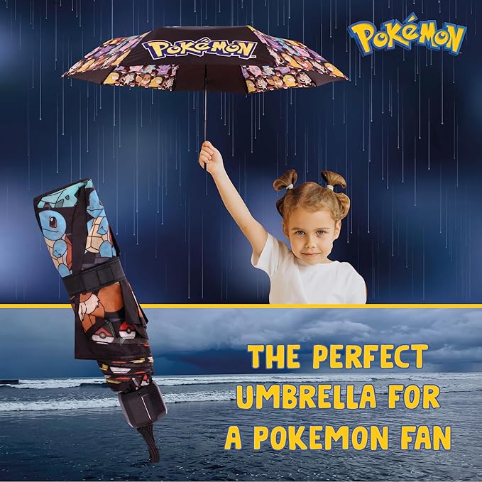 Pokémon Pokemon Umbrella for Adults Teens Kids - Folding Telescopic Umbrella Lightweight Travel School Work Gifts