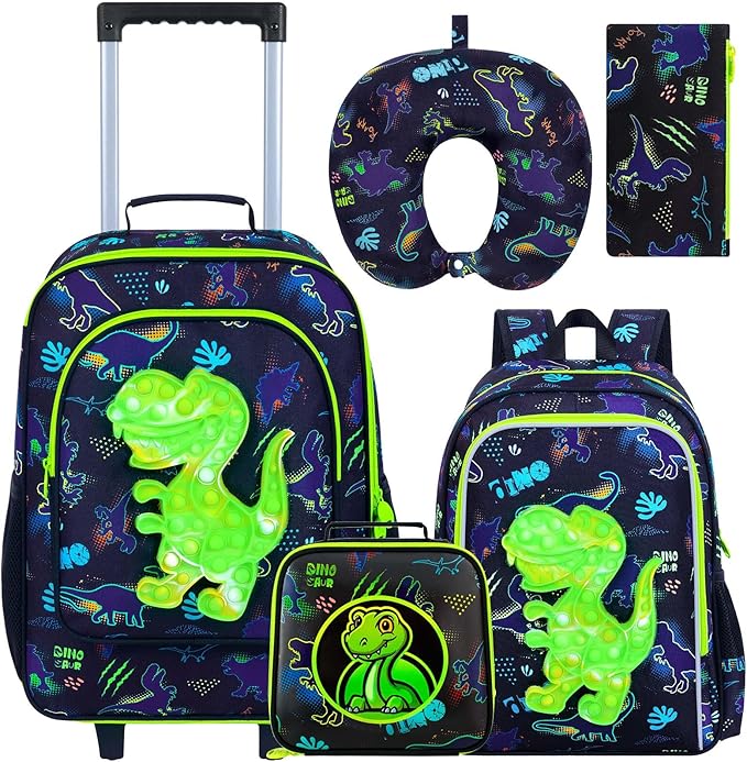 WZLVO Kids Luggage for Boys and Girls, Cute Dinosaur Unicorn Rolling Wheels Suitcase for Toddler Children