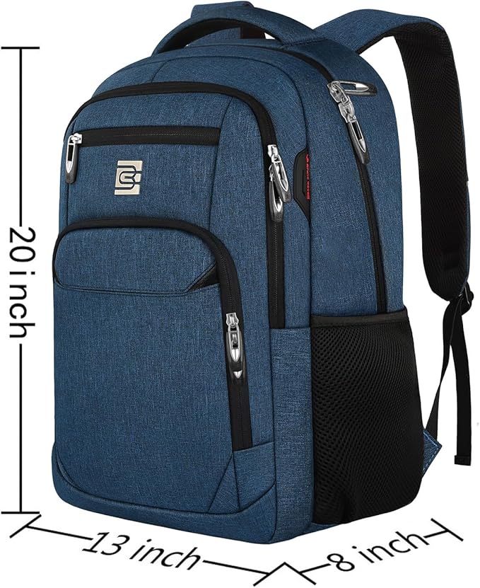 Volher 17 Inch Laptop Backpack, Business Anti Theft Slim Durable Laptops Backpack, Water Resistant College Computer Bag Gifts for Men & Women Fits 15.6 Inch Notebook-Blue