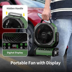 Socool Camping Fan with Light, 20000mAh Rechargeable Battery Fan with Remote, 112Hrs & 8 Speeds, Digital Display, Timer, Auto Oscillation, 270° Pivot & Hook for Outdoor Tent, Hurricane, Power Outage