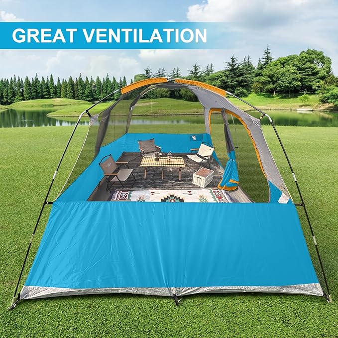 CAMPROS CP Upgraded 6/8 Person Camping Tents, Waterproof Windproof Family Tent with Larger Mesh Windows & Door, Double Layer, Easy Set Up, All-Season Dome Tent with Top Rainfly & Carry Bag
