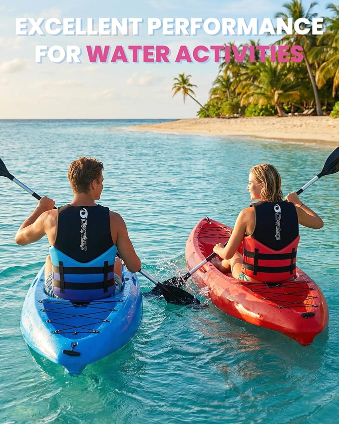 Owntop Swim Vest Adult Water Sport Vest Neoprene Floaties for Swimming, Boating, Kayaking, Fishing | Adjustable Zipper Dual Buckle Foldable Buoyancy Jacket