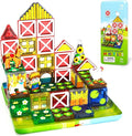 ORZbb Mini Magnetic Tiles Farm Animal Toys Toddler Travel Essentials Set with Case, Kids Magnetic Blocks Montessori Education Learning Sensory Preschool Toys for 3+ Year Old Boys Girls Gifts