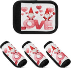 4 Pack Valentines Dwarf Luggage Handle Wrap, Detachable Luggage Tag, Neoprene Suitcase Wrap with Comfort Grip & Bright Identifier for Suitcase, Travel Bag, Sports Bag
