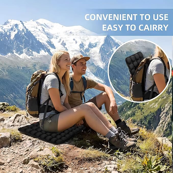Travel Cushion - 3D Inflatable Pressure Relief Airplane Seat Cushion for Long Flights, Sciatica & Tailbone Pain Relief, Portable Foldable for Car, Office, Wheelchair