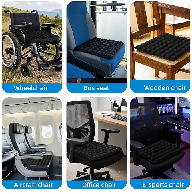 Travel Cushion - 3D Inflatable Pressure Relief Airplane Seat Cushion for Long Flights, Sciatica & Tailbone Pain Relief, Portable Foldable for Car, Office, Wheelchair