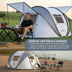 Pop Up Camping Tent, 2/4/6 Person Instant Tent Waterproof PU4500mm, Spacious Ventilated Camping Tent with Front Porch, Quick Setup Lightweight Portable for Outdoor Camping Hiking Beach