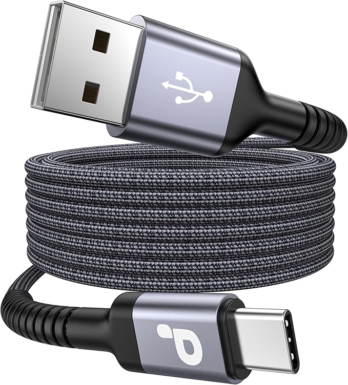 Extra Long USB A to USB C Cable 15FT, USB C Cable Fast Charging, Upgraded Extra Durable Braided USB C Cord for iPhone 17 16 15 Pro Max, MacBook Pro, Sam sung Galaxy S10 S9 Plus, LG and More-1Pack