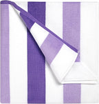 Bornbay Cotton Oversized Beach Towel - Extra Large 40"X70" Big Cute Thick Pool Towel, XL Stitch Beach Towels Striped Purple Swimming Towel for Adults Women