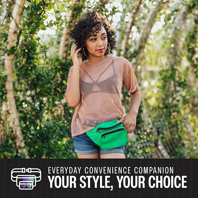Green Fanny Pack Belt Bag I Mens Fanny Packs for Women Fashionable - Crossbody Bag Bum bag Waist Bag Waist Pack - Hands Free for Hiking, Running, Travel, Waterproof and more