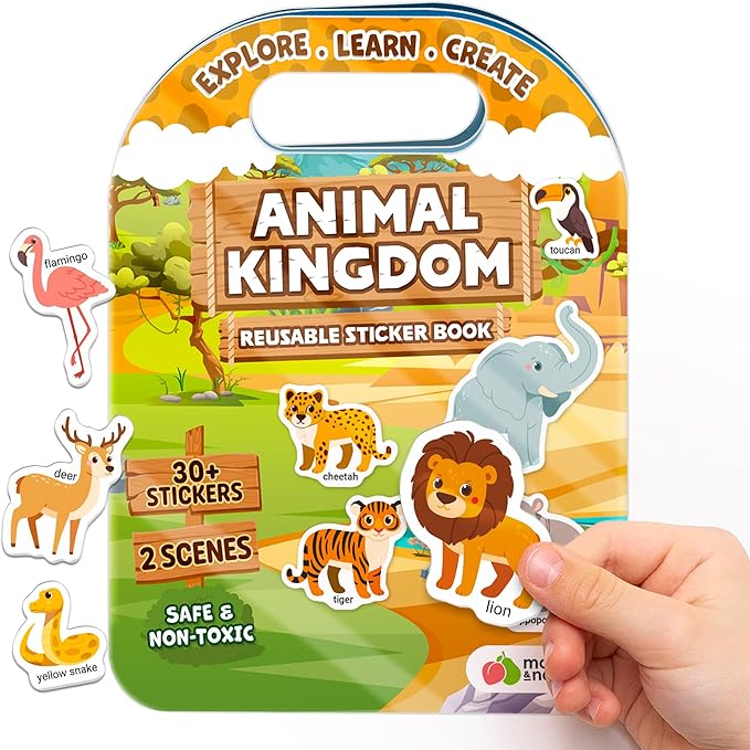 Reusable Sticker Books for Toddlers 1-3, Stickers for Toddlers 2-4 Years - Stickers for Kids Airplane Toys for Toddler 1-3, Toddler Travel Toys - Reusable Sticker Book Birthday Gifts for Boys Girls