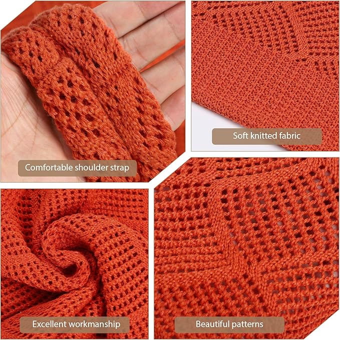WantGor Crochet Bags, Beach Mesh Tote Bag Womens Shoulder Shopping Handbag Casual Travel Totes Bag Foldable Hobo Bags