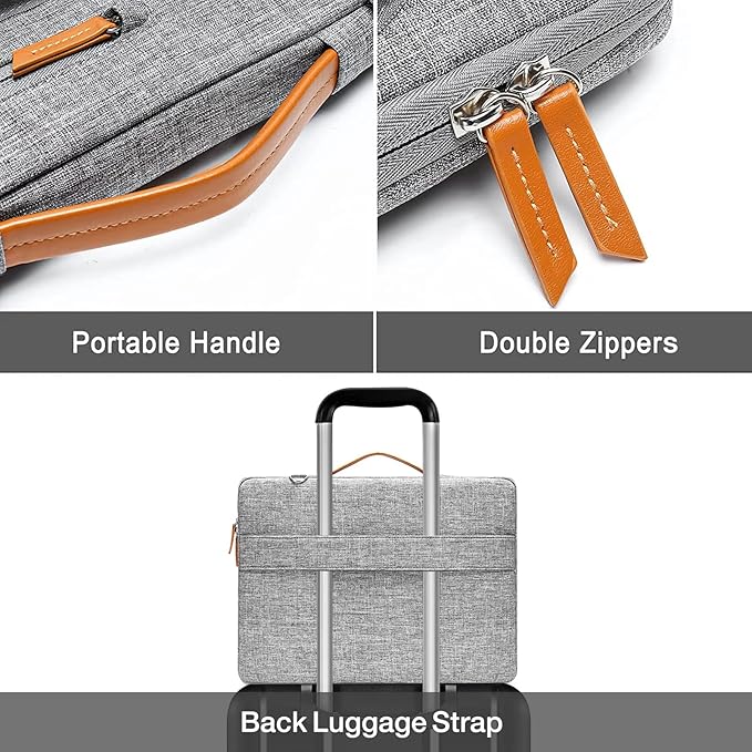 MOSISO 360 Protective Laptop Shoulder Bag,15-15.6 inch Computer Bags Compatible with MacBook Pro 16 inch, HP, Dell, Lenovo, Asus Notebook,Side Open Messenger Bag with 4 Zipper Pockets, Gray