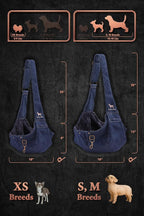 Noah & Paw Dog Sling Carrier for Small Dogs 5-18lb, Dog Sling for Small Dogs and Cats, Dog Carrier with Adjustable Padded Strap, Premium Denim, Lined with Fur, Double Safety Feature, Machine Washable