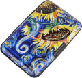 ELFISH Mini RFID Aluminum Wallet Credit Cards Holder Business Card Case Metal ID Case for Men Women (Sun flower)