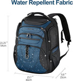KROSER TSA Friendly Travel Laptop Backpack 18.4 inch XXXL Gaming Backpack Water-Repellent College Daypack Business Backpack with RFID Pockets & USB Port for Men/Women-Black/Haze Blue