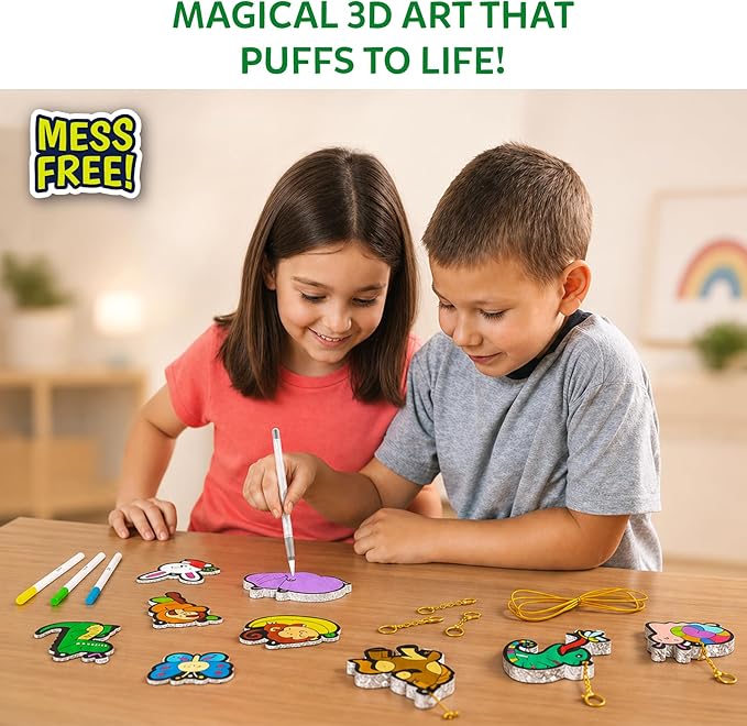 Skillmatics Aqua Puffs - 3D Art Kit, Animals, Mess-Free Paint by Number Craft for Kids, DIY Color Activity, Screen-Free Entertainment, Travel & Creative Gift for Girls & Boys Ages 4, 5, 6, 7, 8, 9, 10