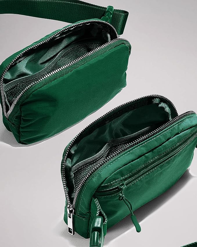 YOSHUYUKI Cross Body Fanny Packs for Women Men Fashion Waist Bag Pouch Nylon Small Travel Crossbody Bags Mini Purse Everywhere Belt Bag Bum Bag for Workout Running Hiking Everglade Green