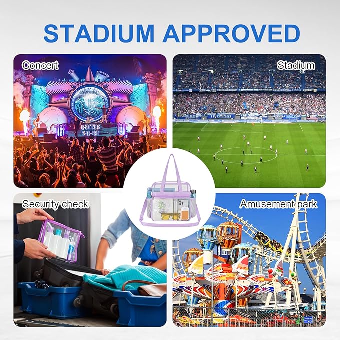 USPECLARE Clear Bag for Stadium Events,Transparent Bag for Work Sports Games Concerts Travel Gym