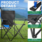 2 Pack Folding Camping Chairs for Adults,Foldable Portable Beach Chairs with Carry Bag & Cup Holder, Compact Design for Camping,Beach, Picnics,and Fishing Supports 300LBS（Dark Black）