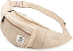 Freakmandu Eco-Friendly Boho Hippie Style Hemp Fanny Pack White Hip Waist Bag for Hiking Running Jogging (Nirvana)