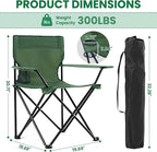 4 Pack Folding Camping Chairs for Adults, Foldable Portable Beach Chairs with Carry Bag & Cup Holder, Compact Design for Camping, Beach, Picnics, and Fishing Supports 300LBS（Green）