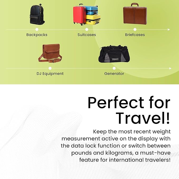 GoGreen Power (TR1320BK) Digital Luggage Scale, Digital Weighing Scale with Strap, Battery Powered Baggage Scale with Built-in lbs/kg Conversion, Measures up to 88 lbs / 39.9 kgs, Black