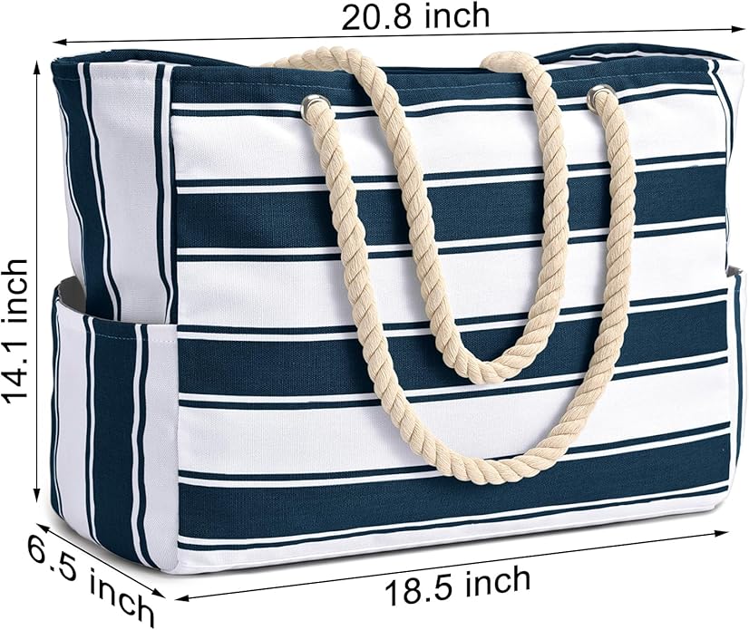 Becokan Beach Bags for Women Large Waterproof Beach Tote Bag Zipper Beach Bags Waterproof Sandproof Swim Pool Bag Large Tote