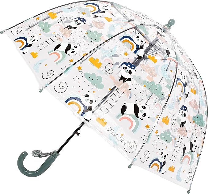 MRTLLOA Kids Clear Bubble Umbrella with an Easy Grip Curved Handle, Safety Transparent Dome Bubble Umbrella for Toddler Boys Girls