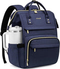 LOVEVOOK Laptop Backpack for Women with Giant Tumbler Holder Pocket,18 inch Waterproof Travel Backpack Purse Computer Laptop Bag,Professional Work College Nurse Teacher Backpack Daypack,Dark Blue