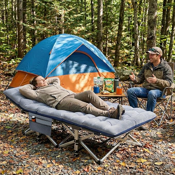 ABORON XXL Camping Cot for Adults 900LBS - 78"×32" Oversized Folding Bed with Mattress Pad, Heavy Duty 1200D Oxford Outdoor Cot with Carry Bag