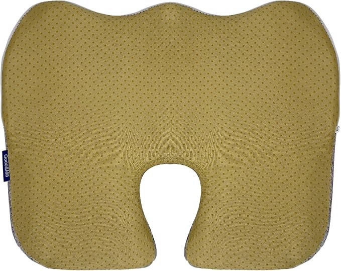 Gooo&Ma Air Fiber Seat Cushion for Office Chair, Breathable U-Shape Tailbone Relief Cushion for Desk Chair, Washable Ergonomic Chair Pad for Driving & Gaming, Cooling Mesh Back Support(Grey)