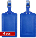 Travelambo Luggage Tags for Suitcases Faux Leather Privacy Protection 6 Pack Bag Tags Travel Accessories Essential, Fresh Blue