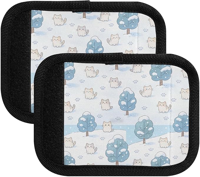 Snowy Kitten Cuddle Stretchy Wraps Luggage Tags Handle Grip Luggage Identifier for Airport Travel Bag