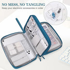 FYY Electronic Organizer, Extra Large Travel Cable Organizer Bag Pouch Portable Waterproof Double Layers All-in-One Storage Bag for iPad, Cable, Power Bank, Laptop Charger for Office/Home, Dark Green