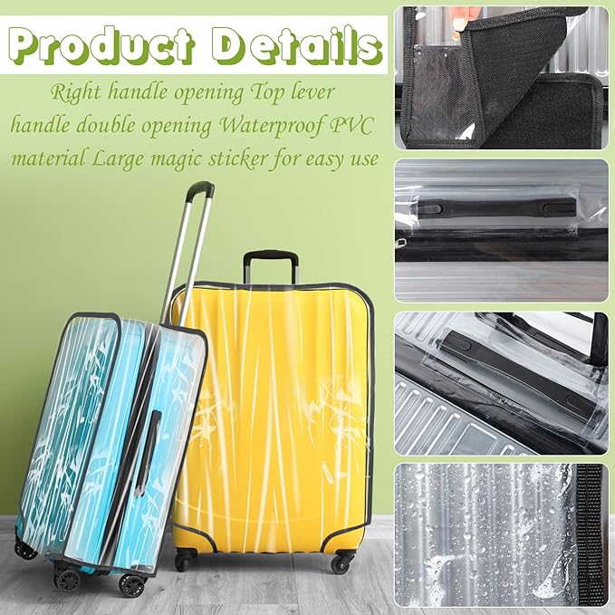 Reginary 8 Pieces Clear Luggage Cover PVC Waterproof Suitcase Cover Protector for Luggage Spinner Wheels Suitcase(20 Inches, 24 Inches, 28 Inches, 30 Inches)