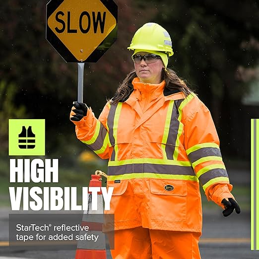 Pioneer Hi Vis Lightweight Waterproof Safety Rain Suit - Reflective Work Rain Gear for Men and Women