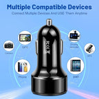 Car Charger Adapter, 4-Port Cigarette Lighter USB Charger Adapter with Voltmeter PD 3.0 & QC 3.0 Car USB Charger Multi Port Accessories Fast Charging for iPhone, Samsung, iPad & Phone Tablets