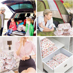 Gonex Compression Packing Cubes, 4pcs Expandable Storage Travel Luggage Bags Organizers (Floral Pink)